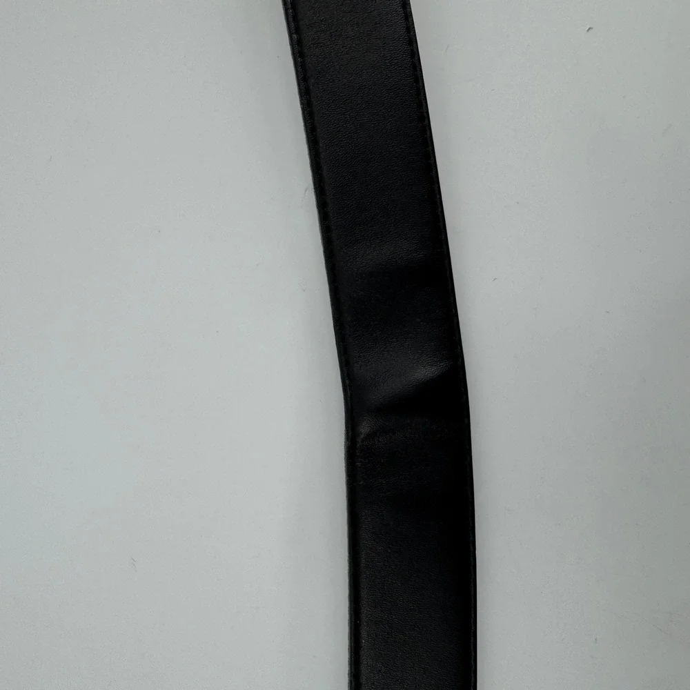 Kore Essentials Mens Ratchet Belt Black Vegan Leather 35 Nylon Gunmetal Buckle